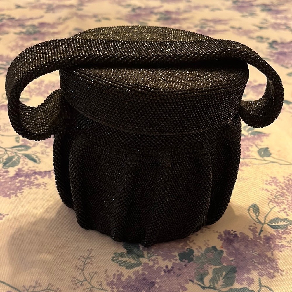 Hand crafted Art Deco beaded bag with mirror on the inside of the lid